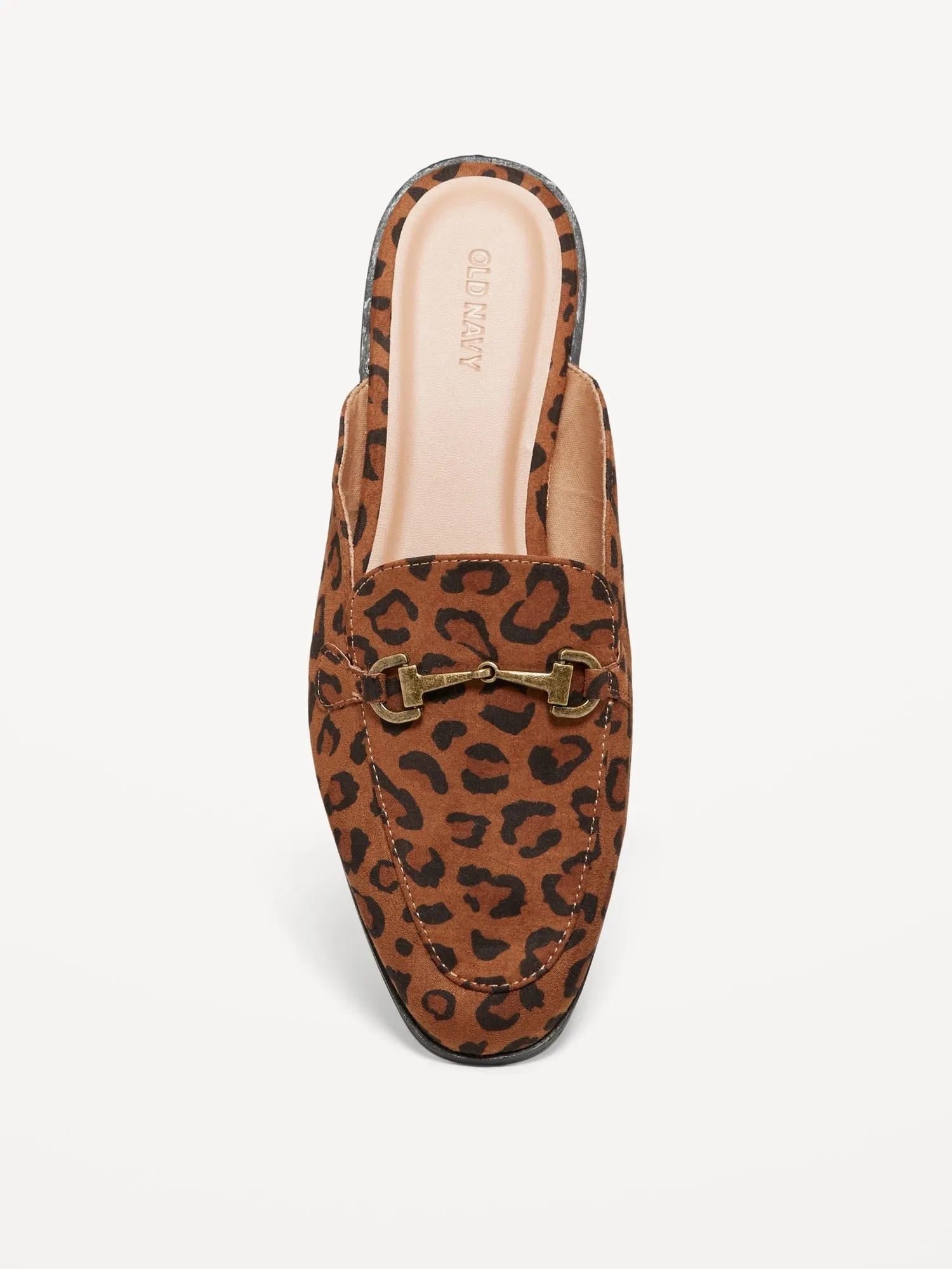 Faux-Leather Loafer Mule Shoes