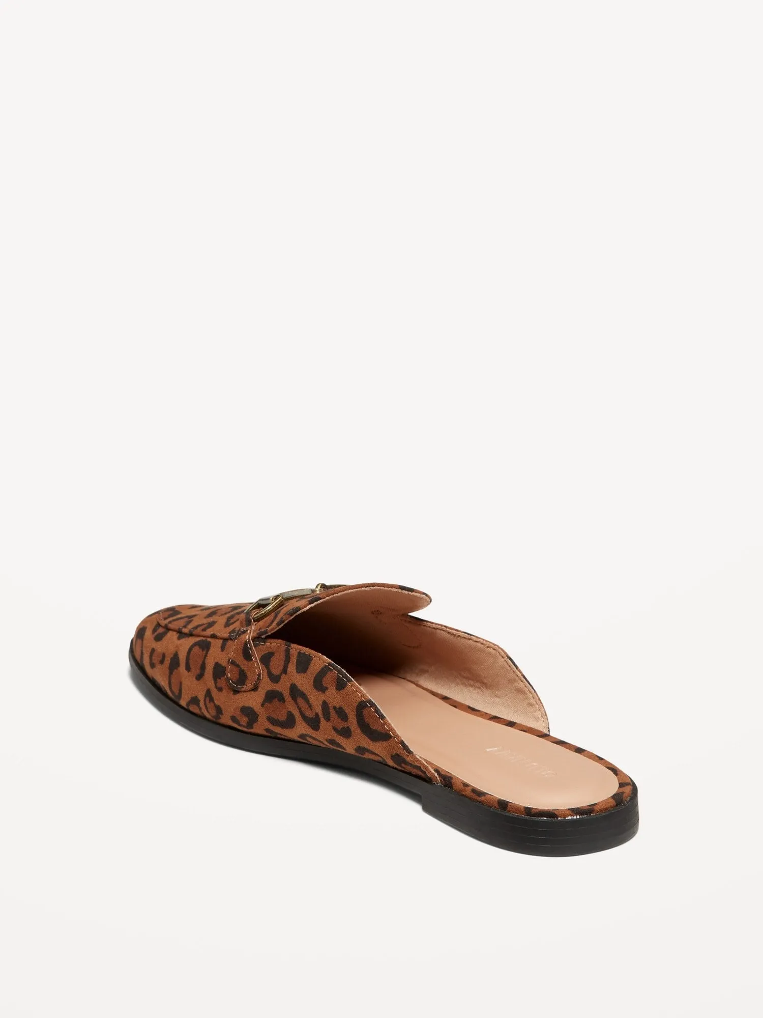 Faux-Leather Loafer Mule Shoes