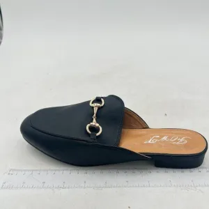FOWT Black Buckle Mules for Women Pointed Toe Backless Mules Slip on Slides Shoe