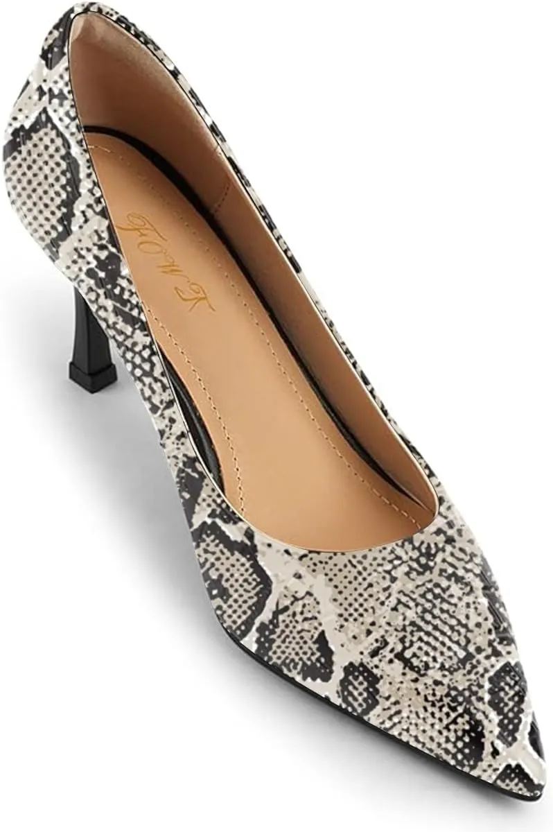 FOWT Simple Solid Croc-Embossed Pointed Toe Pumps Women Dressy Slip on Thin High Heels Sexy Shallow Party Evening Dance Shoes US Size 4-16