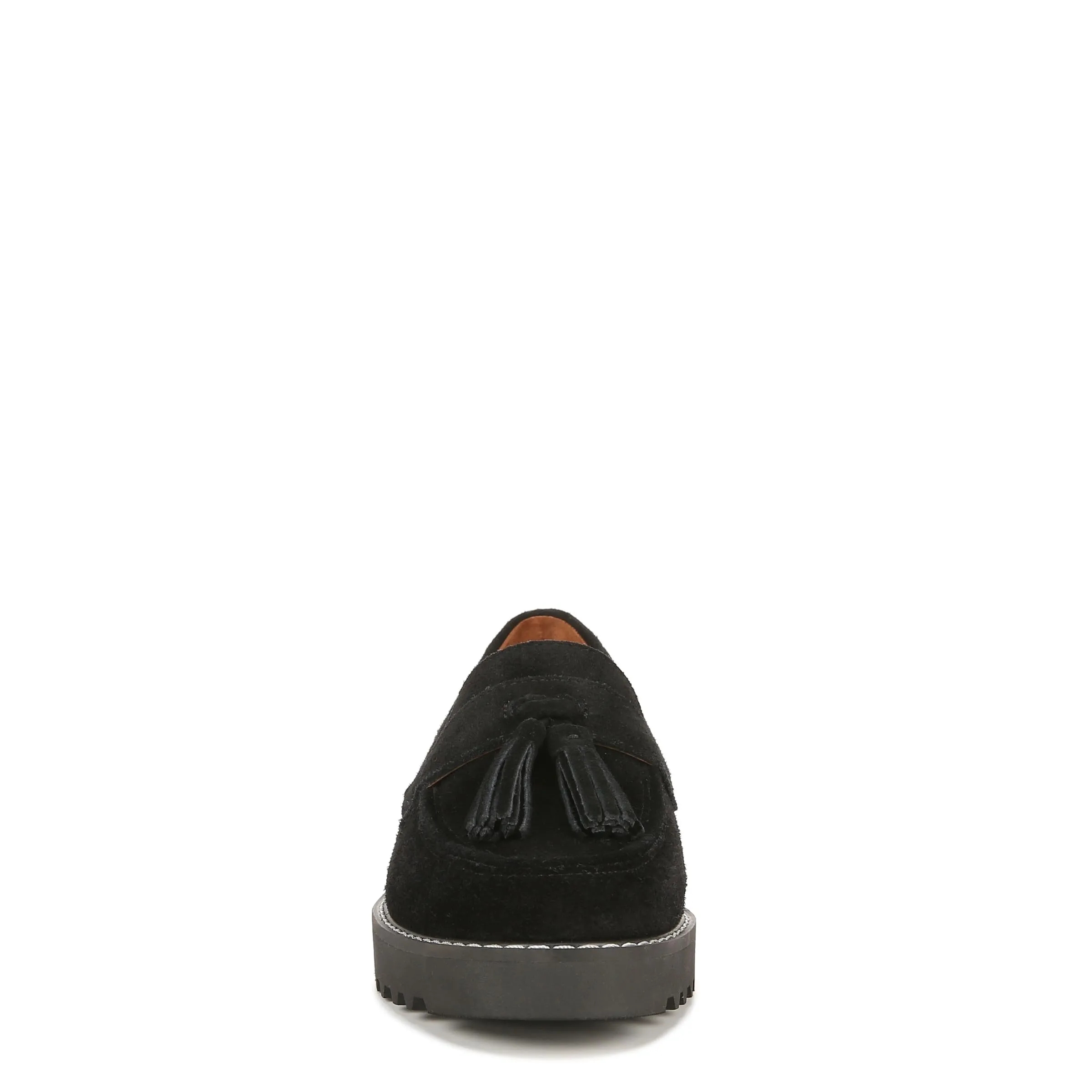 Franco Sarto Womens Carolynn Tassel Loafer Black Suede 8.5 W