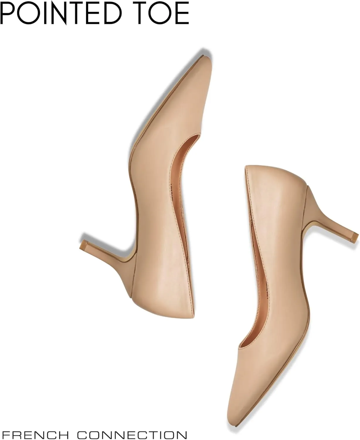 French Connection Kitten Heel Pumps for Women Closed Pointy Toe Slip-On Fashion Work Office Dress Shoes for Women
