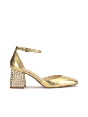 Fulian Block Heel Pump in Gold