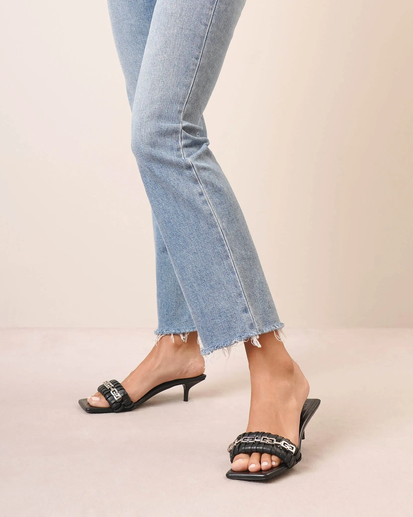 G woven 50 black mule sandals