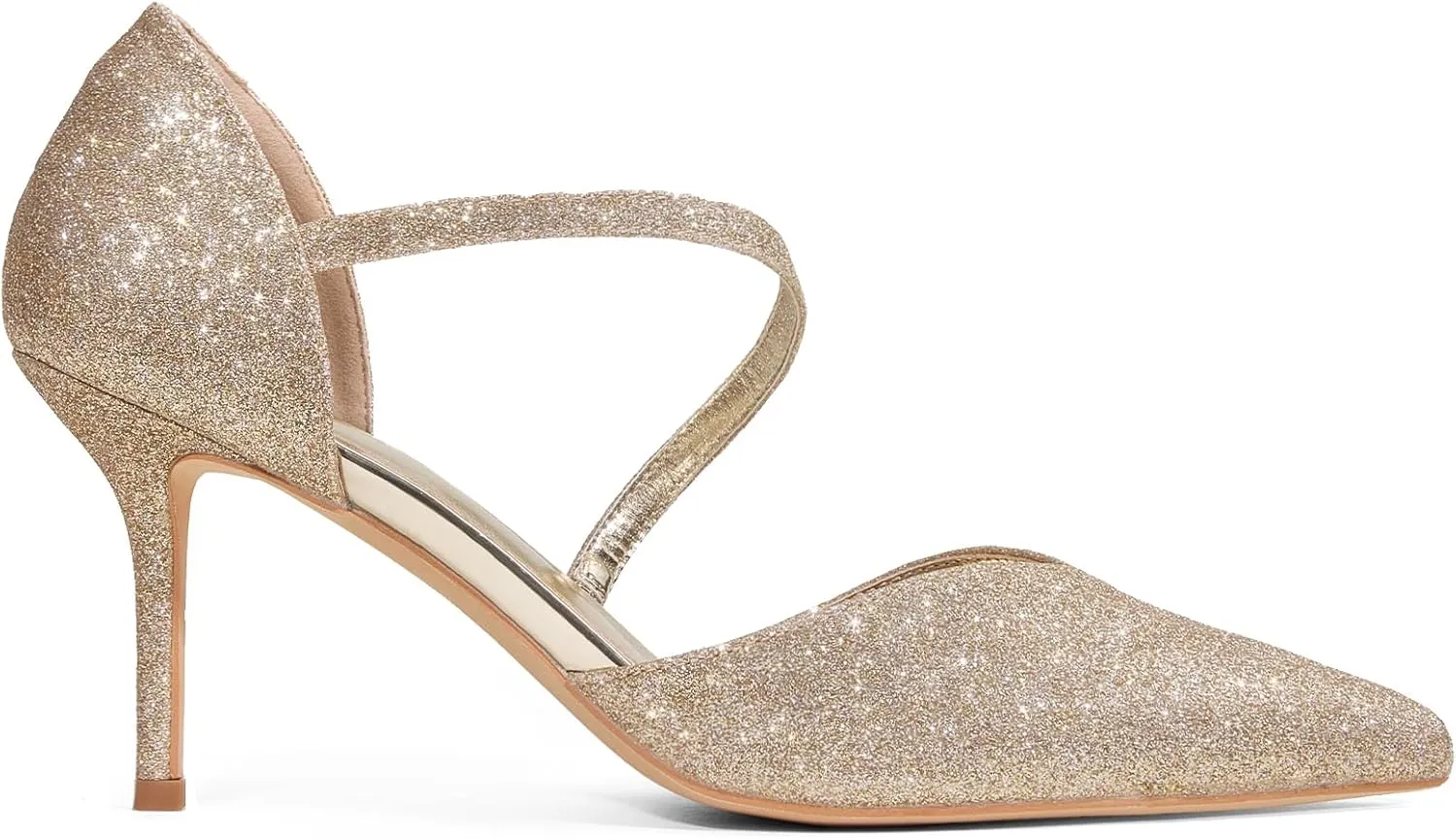 GENSHUO Women's 3.5 inches Closed Toe High Heels Stiletto Pointed Toe with Pearl Strappy Dress Wedding Party Pumps Shoes