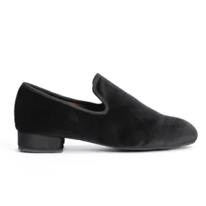 Gentlemen's, Vintage Inspired, Jet Black Velvet Loafer Dance Shoe  - (7795)