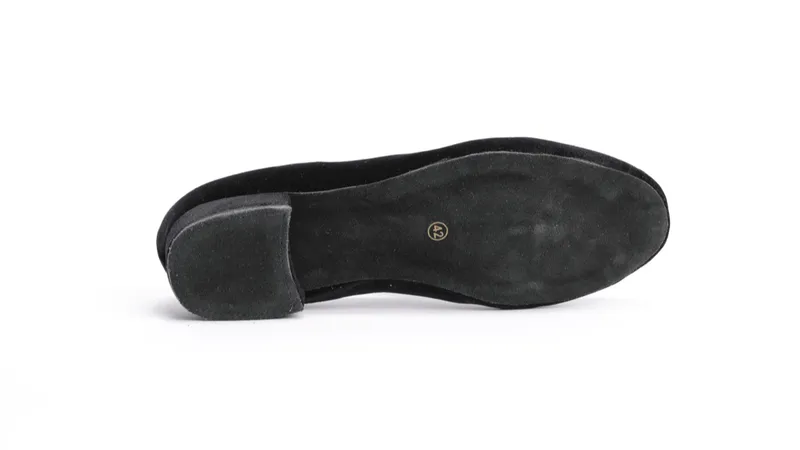 Gentlemen's, Vintage Inspired, Jet Black Velvet Loafer Dance Shoe  - (7795)