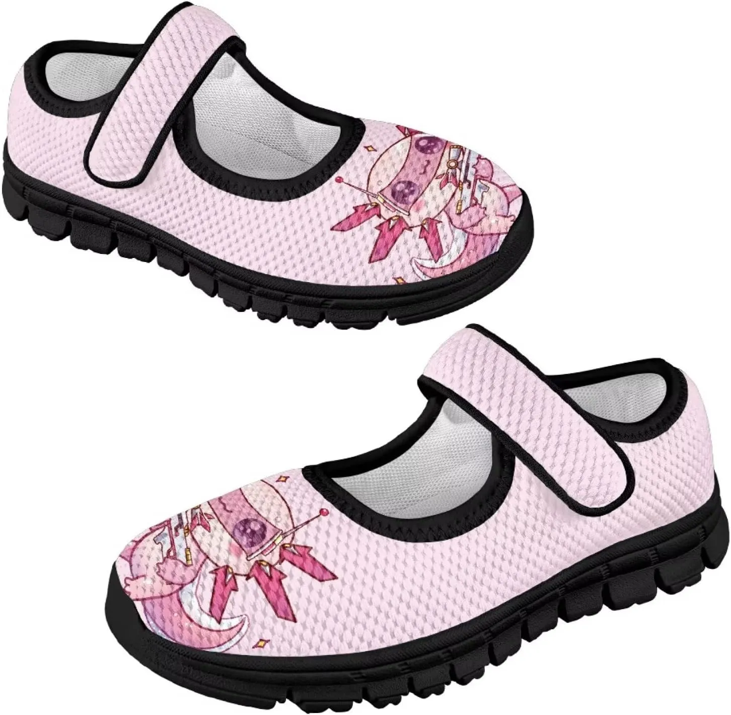 Girls Shoes with Black Sole,Girls Mesh Single Buckle Sneaker,Mary Jane Flats Shoes for Birthday Dance Party