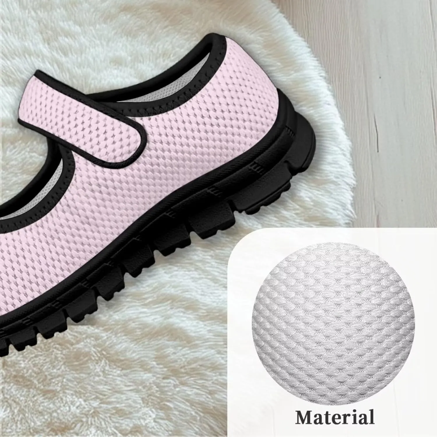 Girls Shoes with Black Sole,Girls Mesh Single Buckle Sneaker,Mary Jane Flats Shoes for Birthday Dance Party