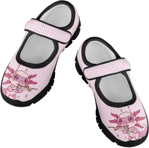 Girls Shoes with Black Sole,Girls Mesh Single Buckle Sneaker,Mary Jane Flats Shoes for Birthday Dance Party