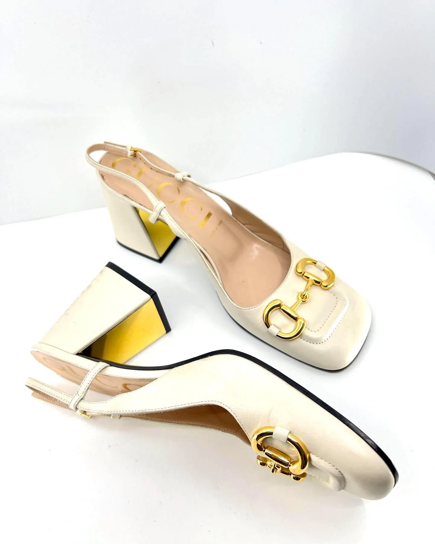 GUCCI MID-HEEL HORSBIT SLINGBACK PUMPS