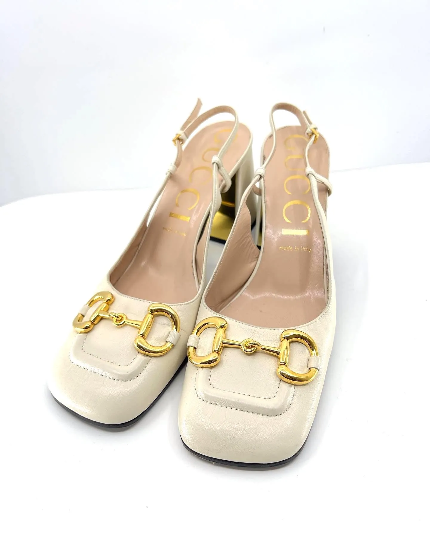 GUCCI MID-HEEL HORSBIT SLINGBACK PUMPS