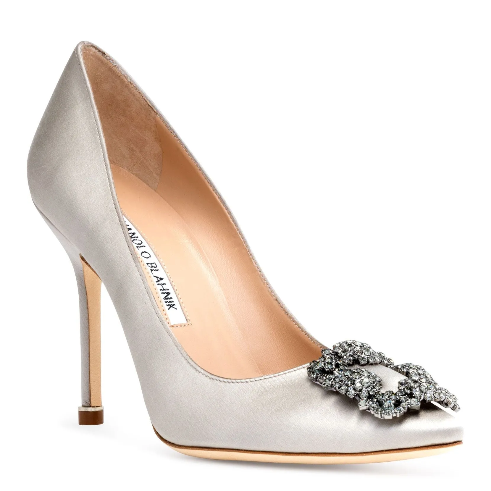 Hangisi 105 silver grey satin pumps