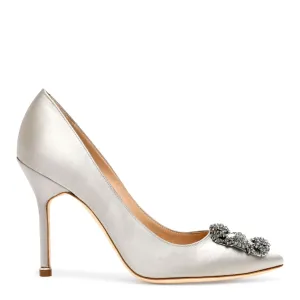 Hangisi 105 silver grey satin pumps