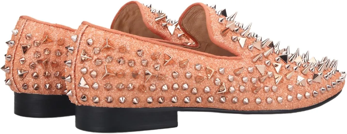 HI&HANN Gold Spikes Men's Shoes Flat for Party and Wedding Men's Loafers Shoes Luxurious Moccasin Plus Size