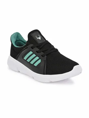 Hirolas® Men's Black/Blue Mesh Running/Walking/Gym Lace Up Sneaker Sport Shoes (HRL2003BLS)