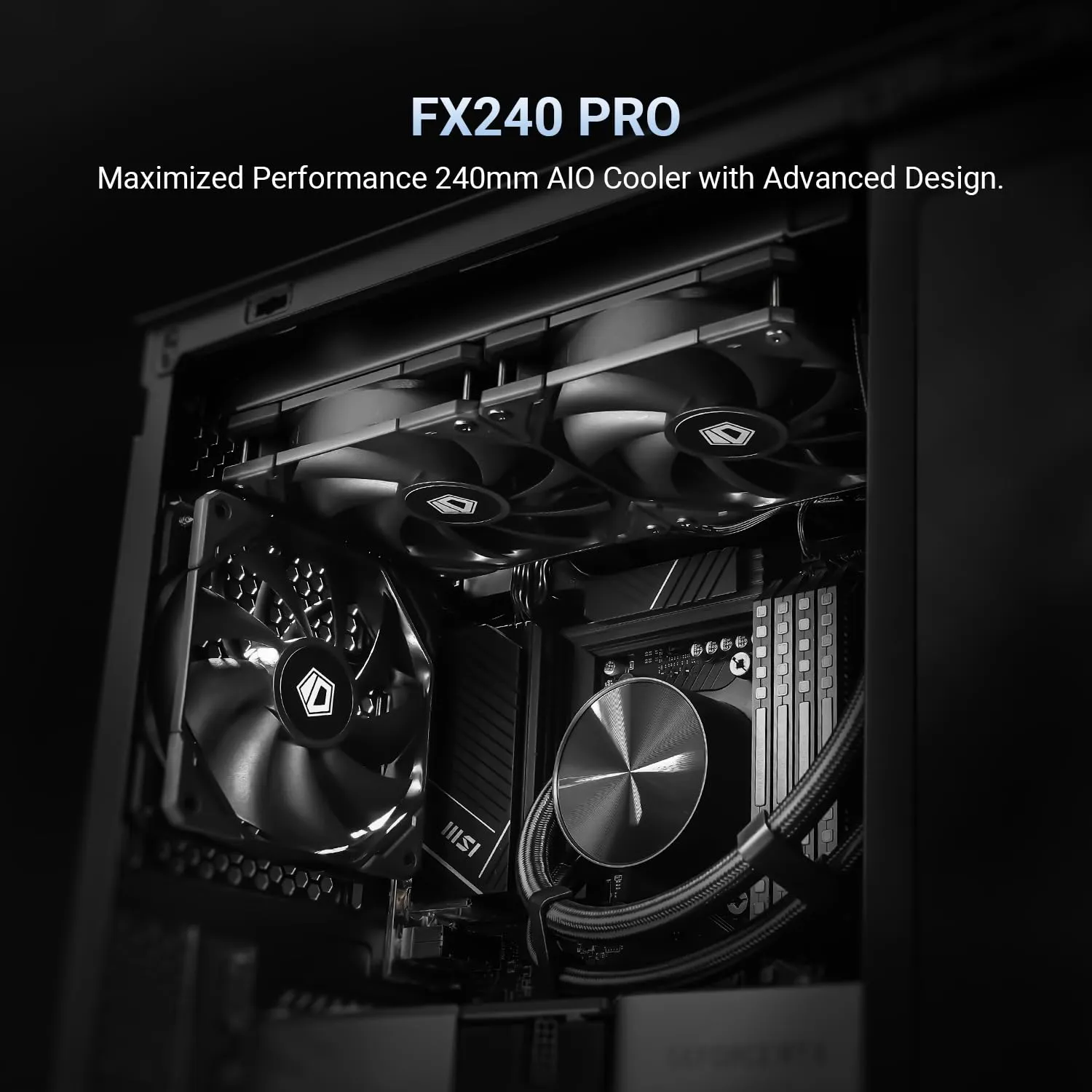 ID-COOLING FX240 PRO Liquid CPU Cooler for Desktop - 240mm AIO Cooler, 2 x 120mm High-efficient Fans, Special CD Pattern Pump Header, Intel & AMD Compatible