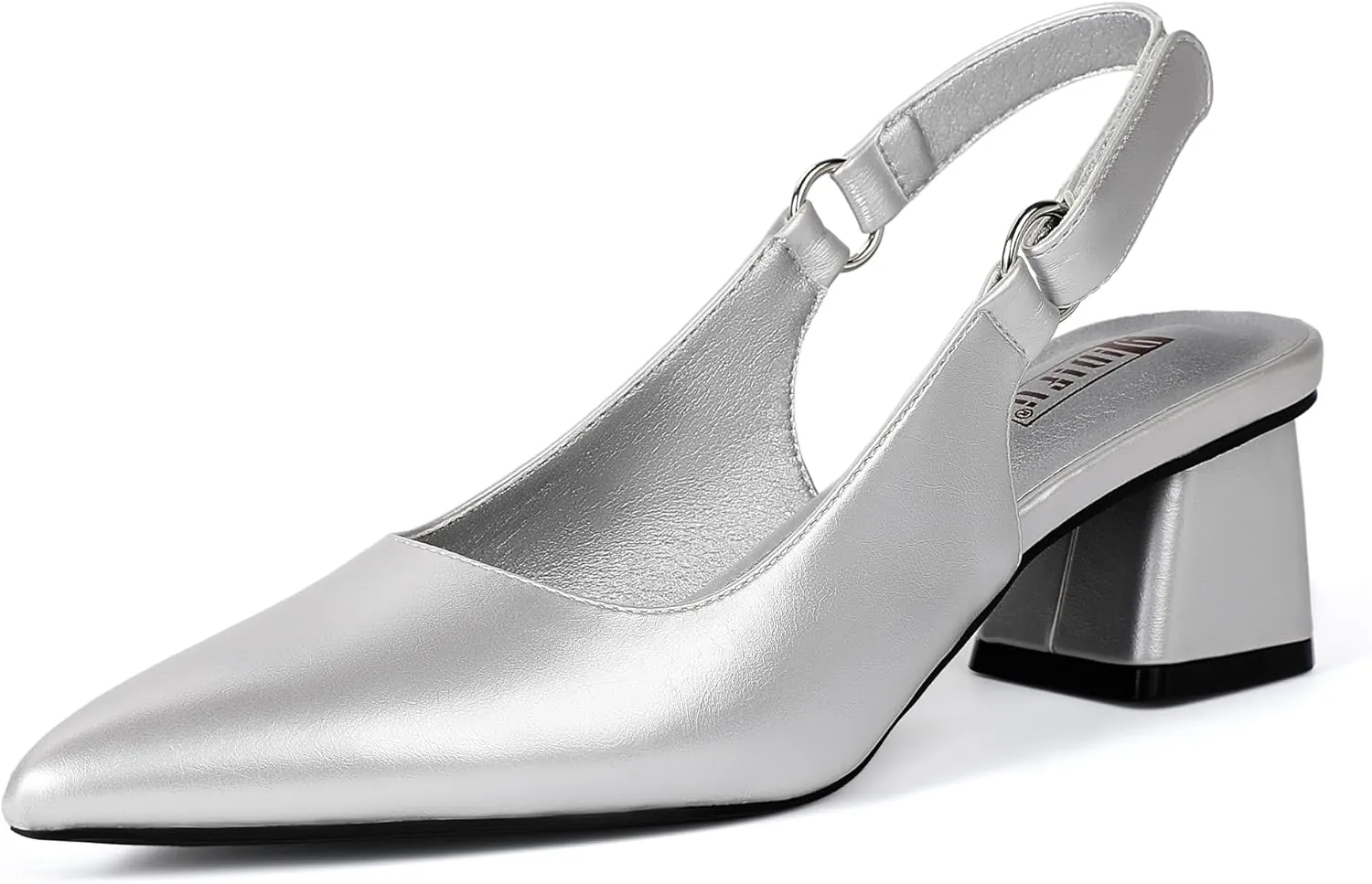 IDIFU IN2 Slingback Closed Toe Heels Chunky Low Block Short Heels Women's Pumps Hook and Loop Pointed Toe Wedding Bride Prom Dress Shoes for Women Dressy Comfortable Cute Small Thick Pumps Shoes