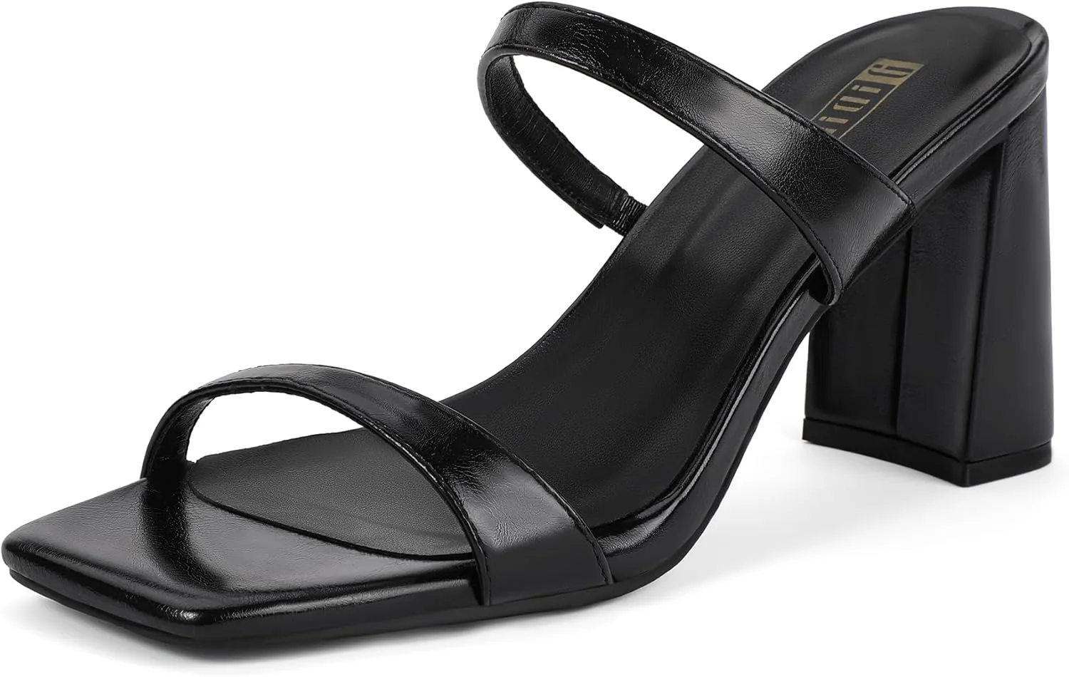 IDIFU IN3 Chunky Block Heels for Women Square Open Toe Heels Comfortable Sexy Summer Cute Trendy Slides Heeled Sandals Prom Wedding Party Dress Shoes for Women Two Strap Slip On Mules Low Short Heels
