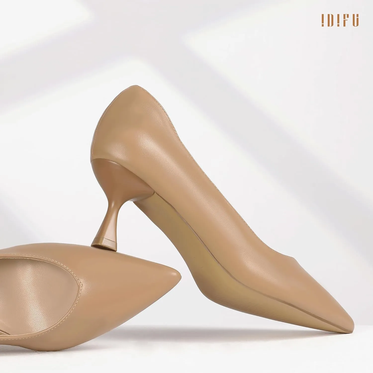 IDIFU IN3 Women's Pumps Kitten Closed Toe Heels Low Pointed Toe Heels Wedding Bridal Office Formal Work Prom Dress Shoes for Women Comfortable Dressy Trendy Cute Pumps Shoes