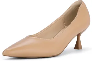 IDIFU IN3 Women's Pumps Kitten Closed Toe Heels Low Pointed Toe Heels Wedding Bridal Office Formal Work Prom Dress Shoes for Women Comfortable Dressy Trendy Cute Pumps Shoes