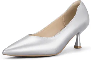 IDIFU IN3 Women's Pumps Kitten Closed Toe Heels Low Pointed Toe Heels Wedding Bridal Office Formal Work Prom Dress Shoes for Women Comfortable Dressy Trendy Cute Pumps Shoes
