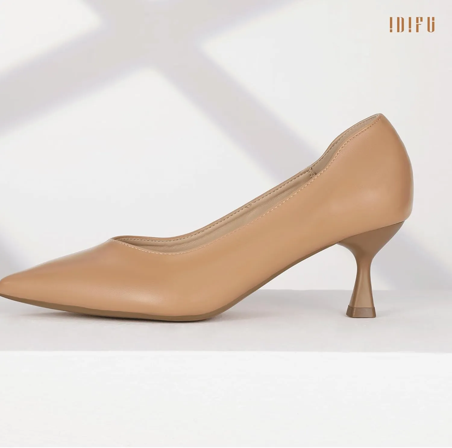 IDIFU IN3 Women's Pumps Kitten Closed Toe Heels Low Pointed Toe Heels Wedding Bridal Office Formal Work Prom Dress Shoes for Women Comfortable Dressy Trendy Cute Pumps Shoes