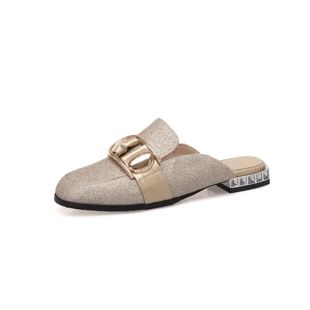 Illiana Glittering Buckle & Crystal Heels Mules - 3 Colors