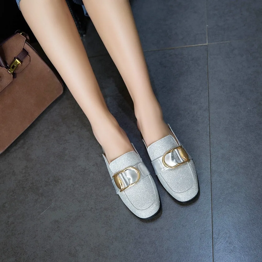 Illiana Glittering Buckle & Crystal Heels Mules - 3 Colors