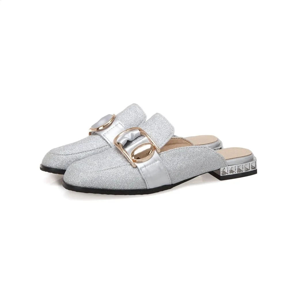 Illiana Glittering Buckle & Crystal Heels Mules - 3 Colors