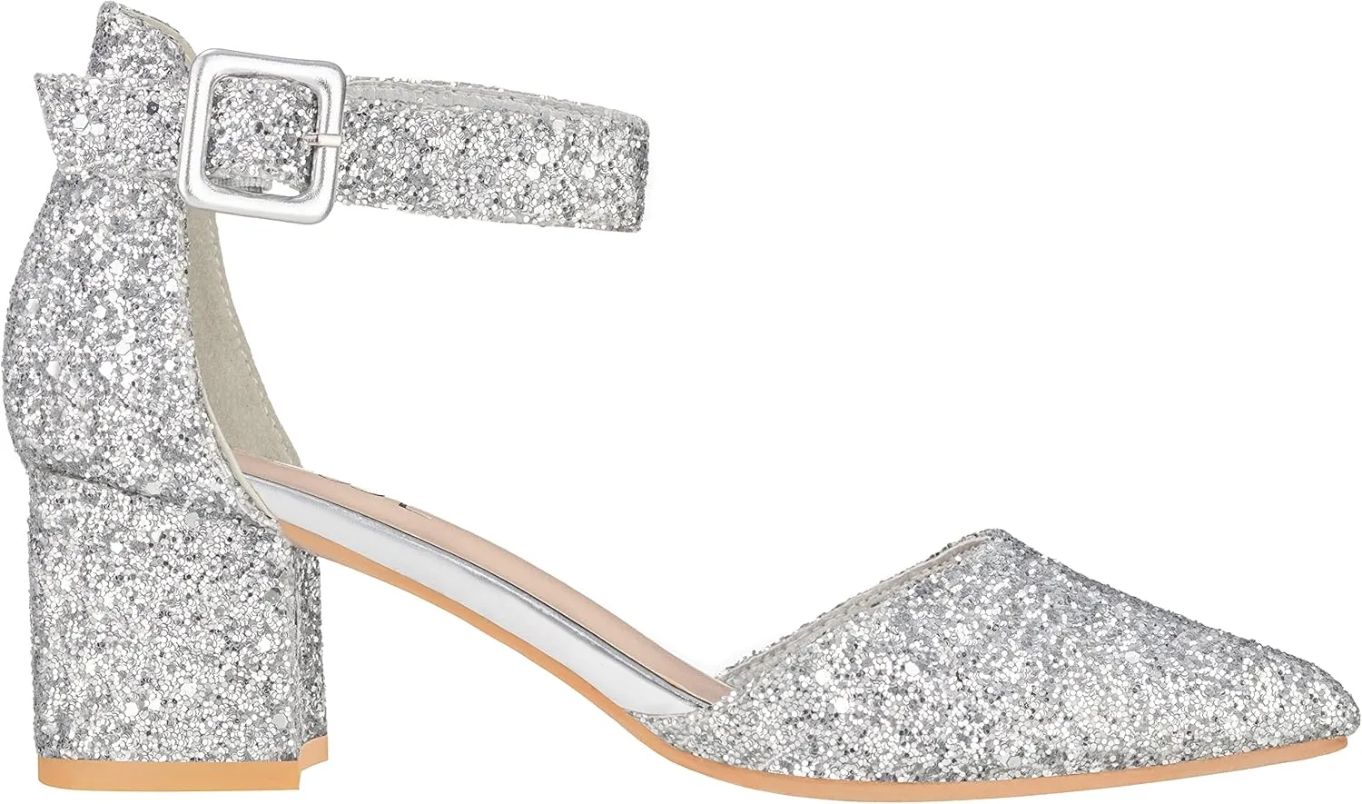 ILLUDE Women’s Heels Pointy Closed Toe Pump Ankle Strap Chunky Low Block Heels