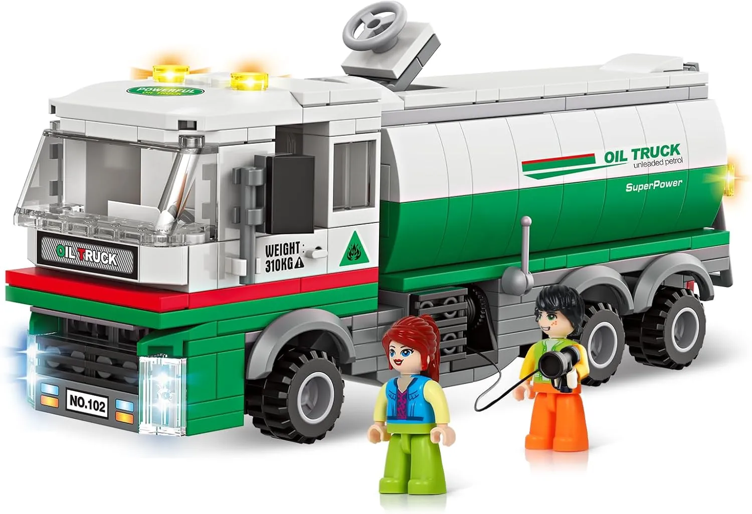 INRATELL City Tanker Truck Building Set,331 Pcs Deliver The Filled Oil Truck to Gas Station, Fun Transport Bricks Toy Birthday, Holiday Ideal Gift for Kids, Boys, and Girls Ages 6 