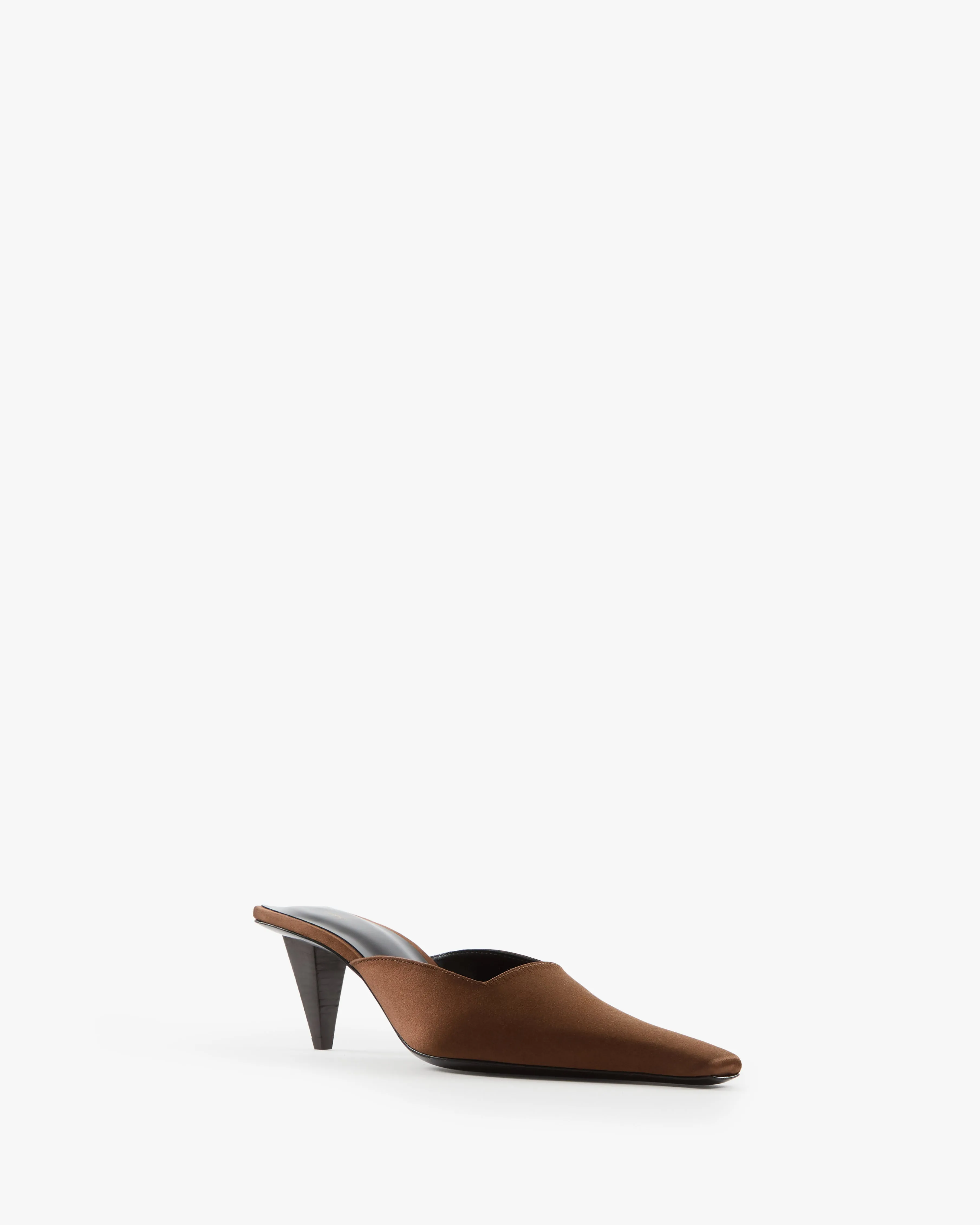 Iris Mule in Brown Silk Satin