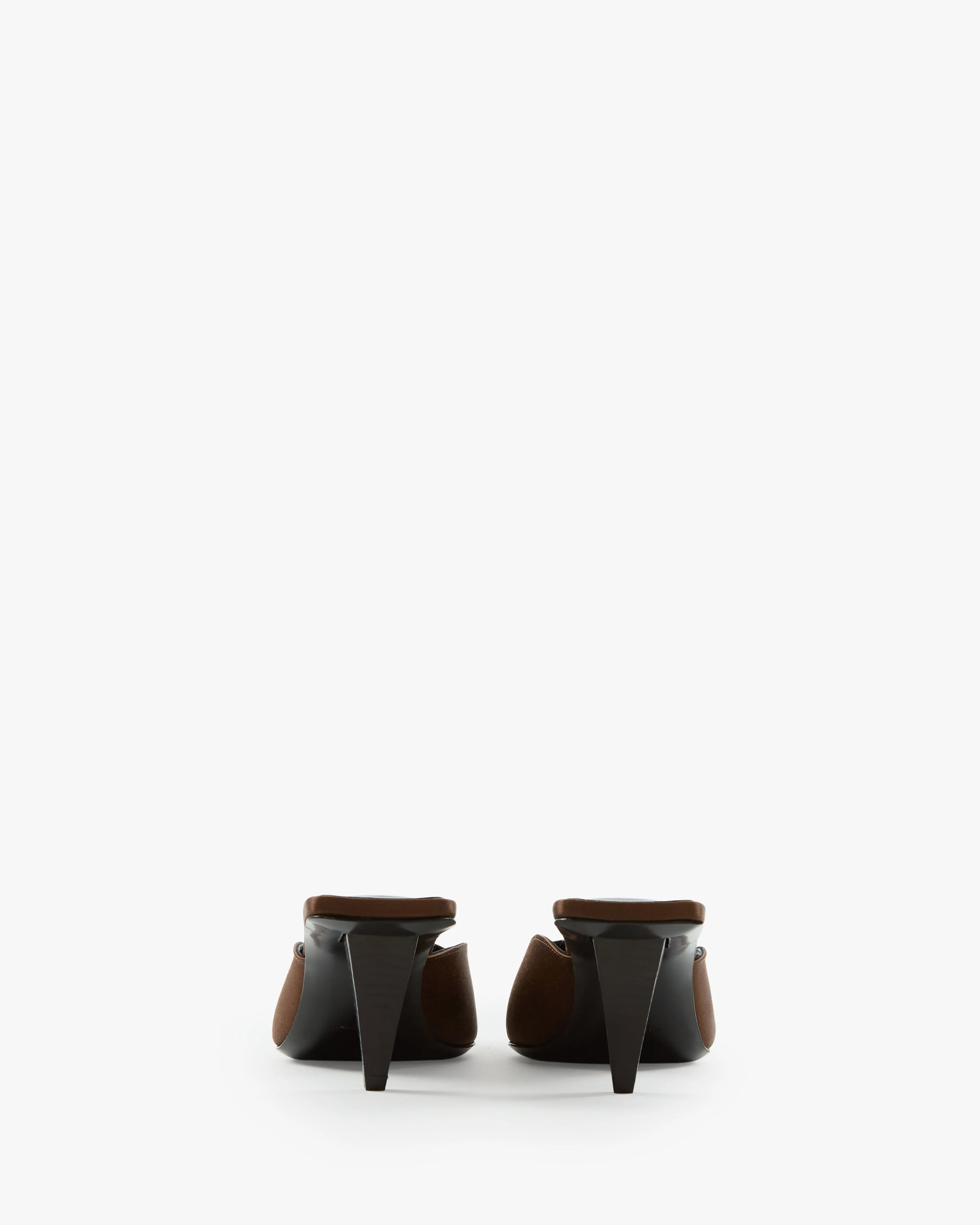 Iris Mule in Brown Silk Satin