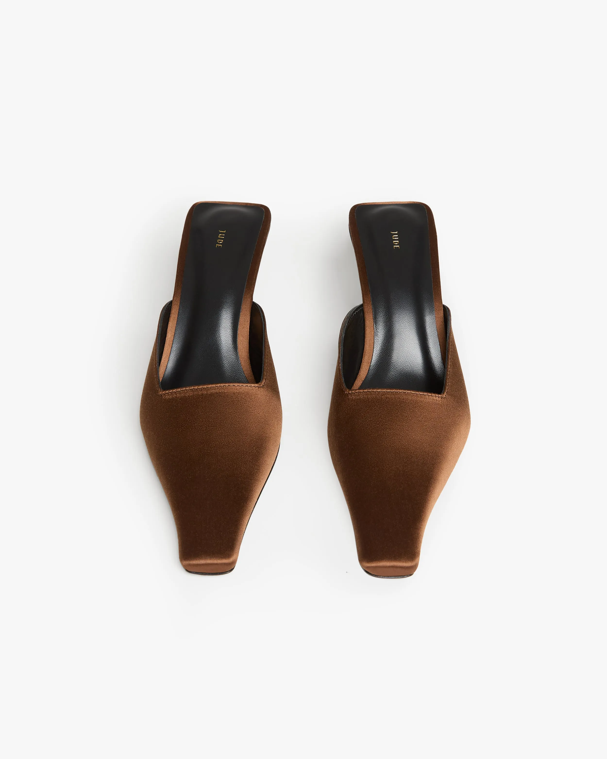 Iris Mule in Brown Silk Satin