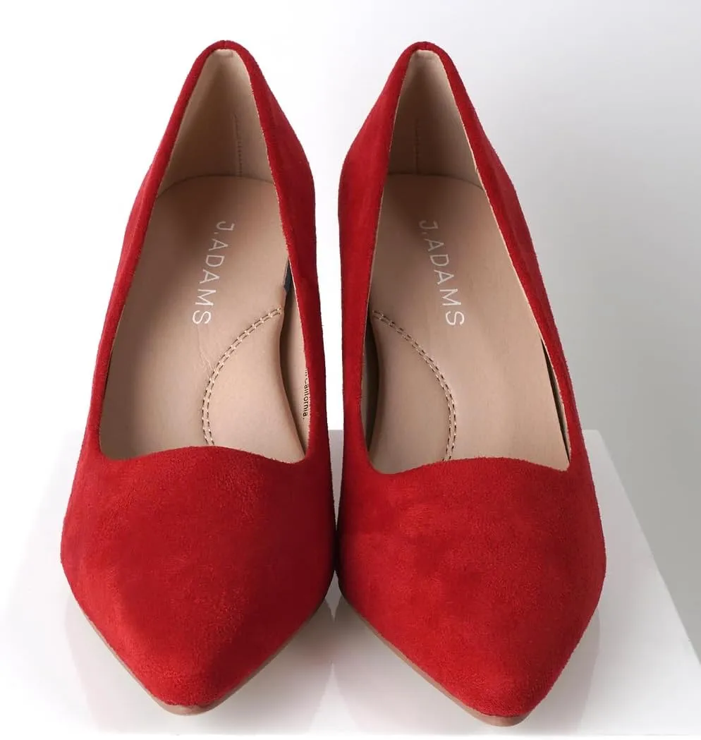 J. Adams Jolie Heels for Women - Closed Pointed Toe Mid Block Heel Classic Pumps