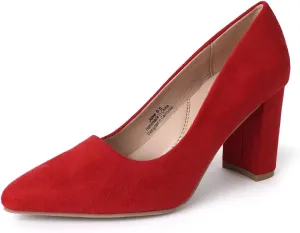 J. Adams Jolie Heels for Women - Closed Pointed Toe Mid Block Heel Classic Pumps