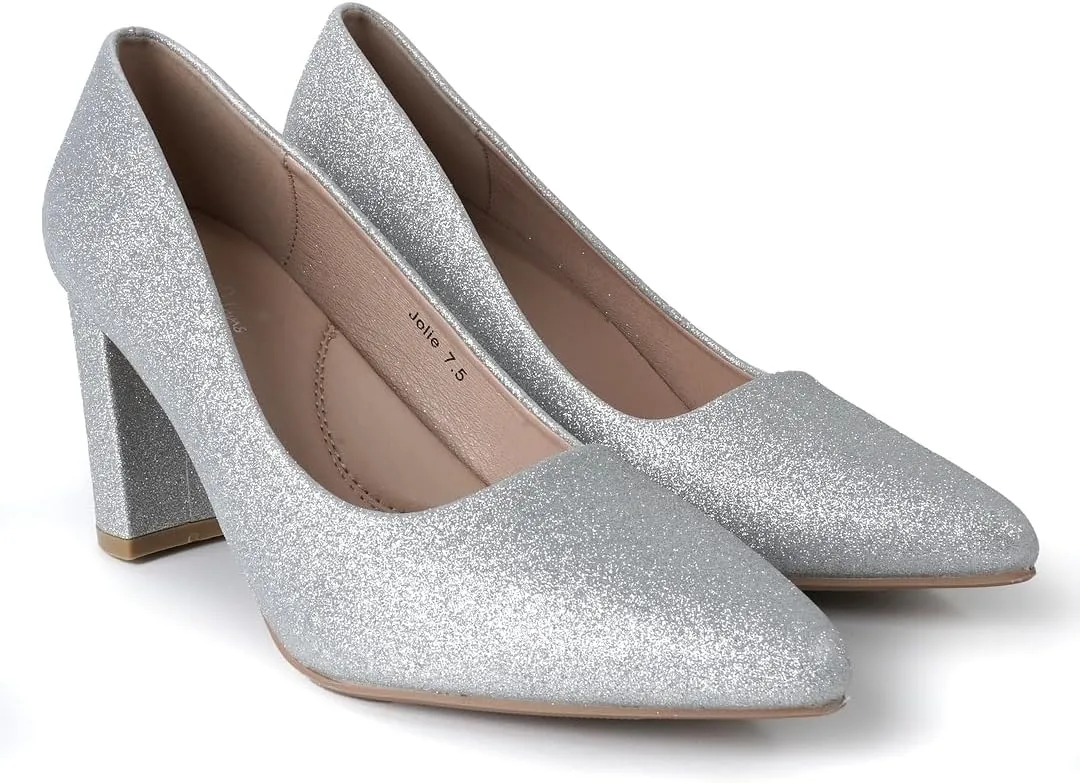 J. Adams Jolie Heels for Women - Closed Pointed Toe Mid Block Heel Classic Pumps