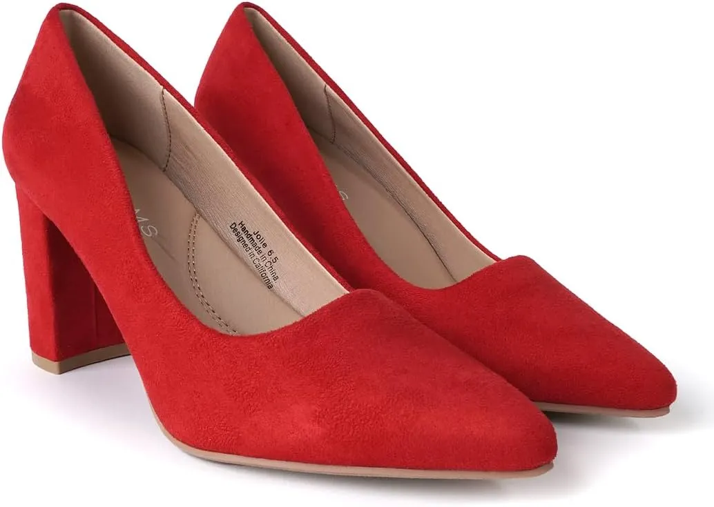 J. Adams Jolie Heels for Women - Closed Pointed Toe Mid Block Heel Classic Pumps