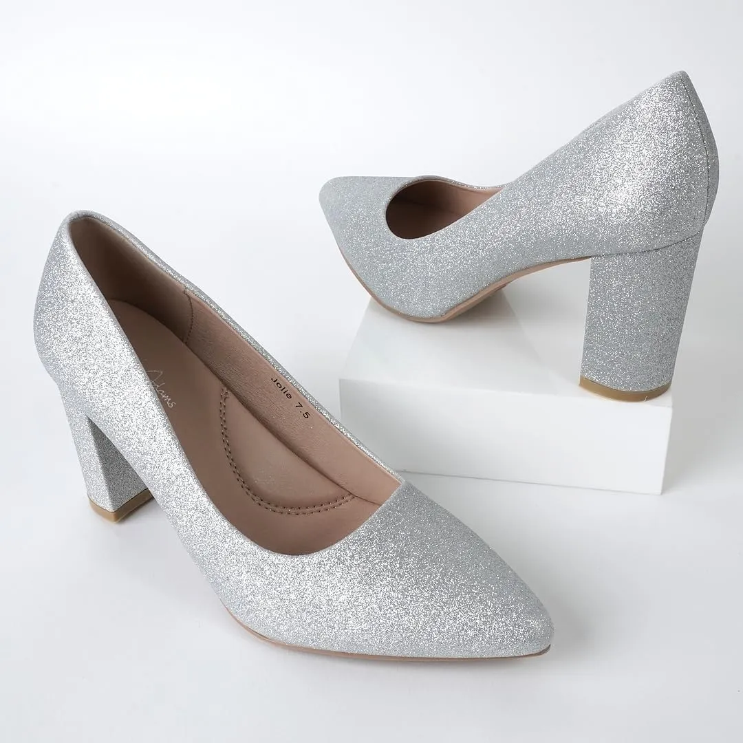 J. Adams Jolie Heels for Women - Closed Pointed Toe Mid Block Heel Classic Pumps