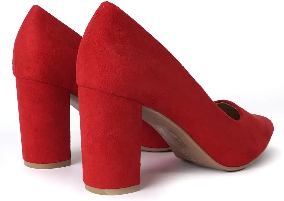 J. Adams Jolie Heels for Women - Closed Pointed Toe Mid Block Heel Classic Pumps