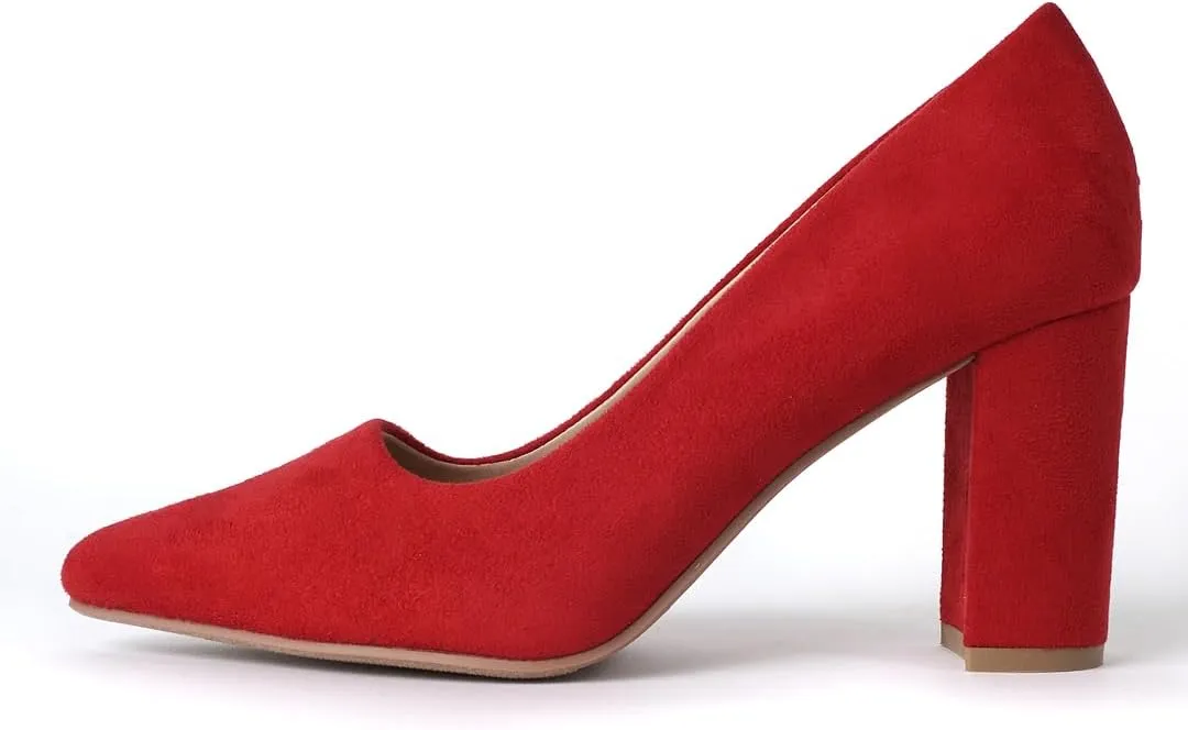 J. Adams Jolie Heels for Women - Closed Pointed Toe Mid Block Heel Classic Pumps