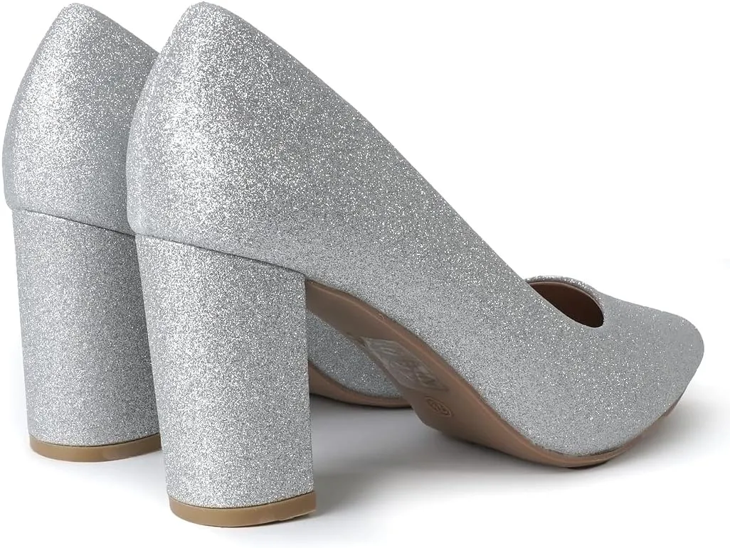 J. Adams Jolie Heels for Women - Closed Pointed Toe Mid Block Heel Classic Pumps