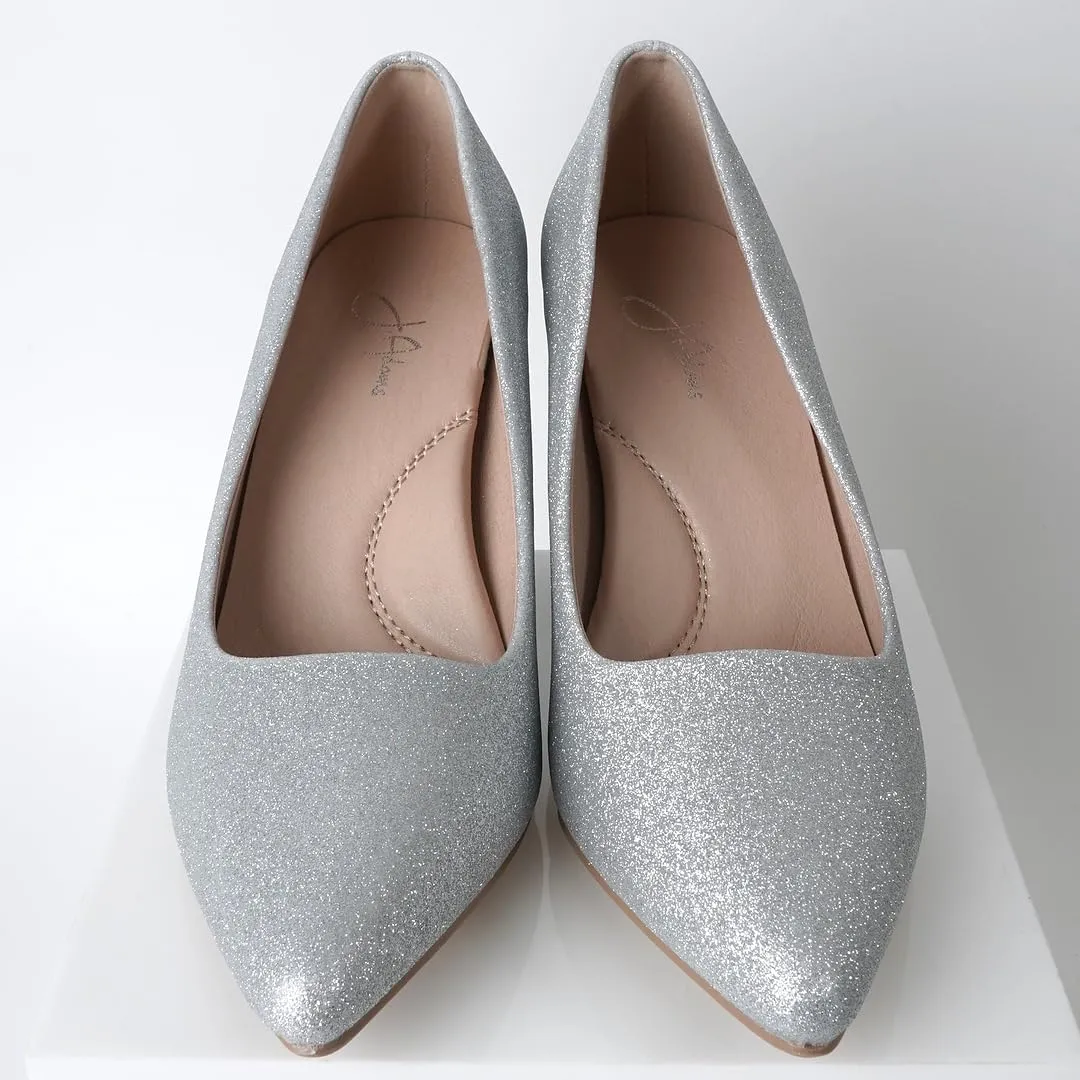 J. Adams Jolie Heels for Women - Closed Pointed Toe Mid Block Heel Classic Pumps