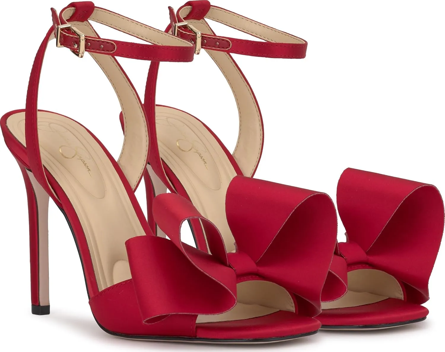 Jessica Simpson Womens Olivine Bow Satin Ankle Strap