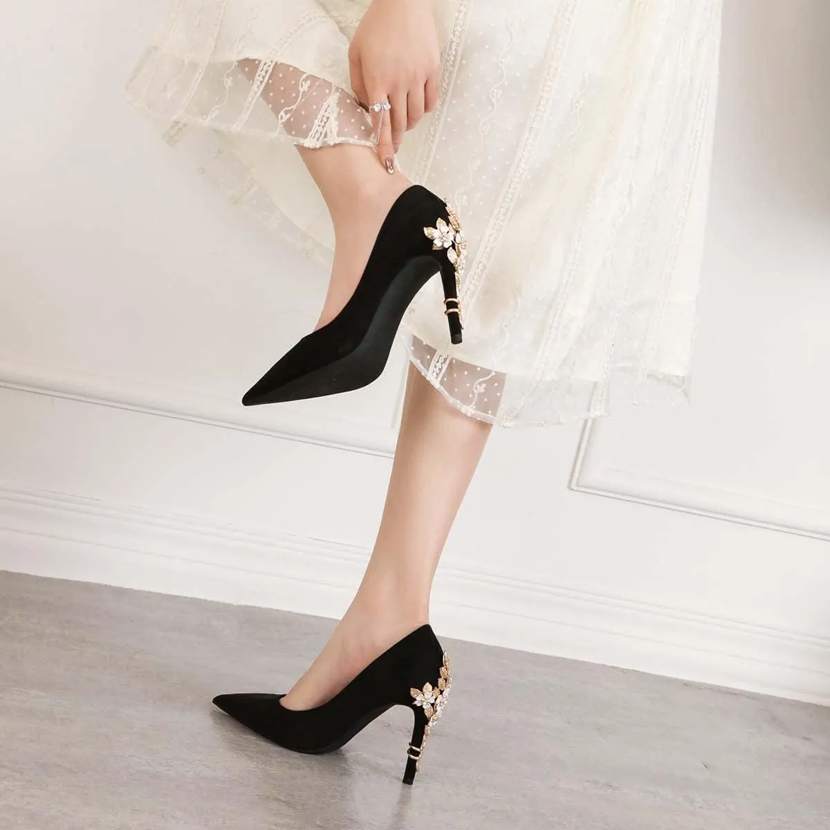 JOEupin Stiletto High Heel Shoes for Women Pointed Closed Toe Classic Slip On Dress Pumps