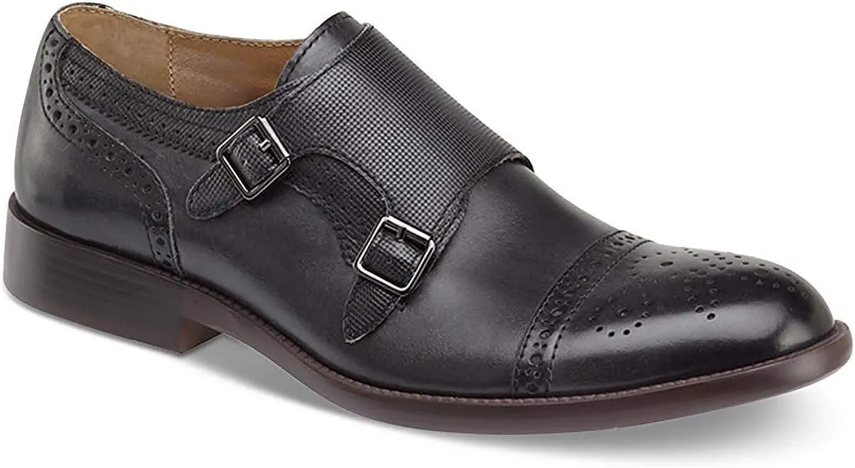 Johnston & Murphy Men's Fletcher Embossed Double Monk Cap-Toe Loafer