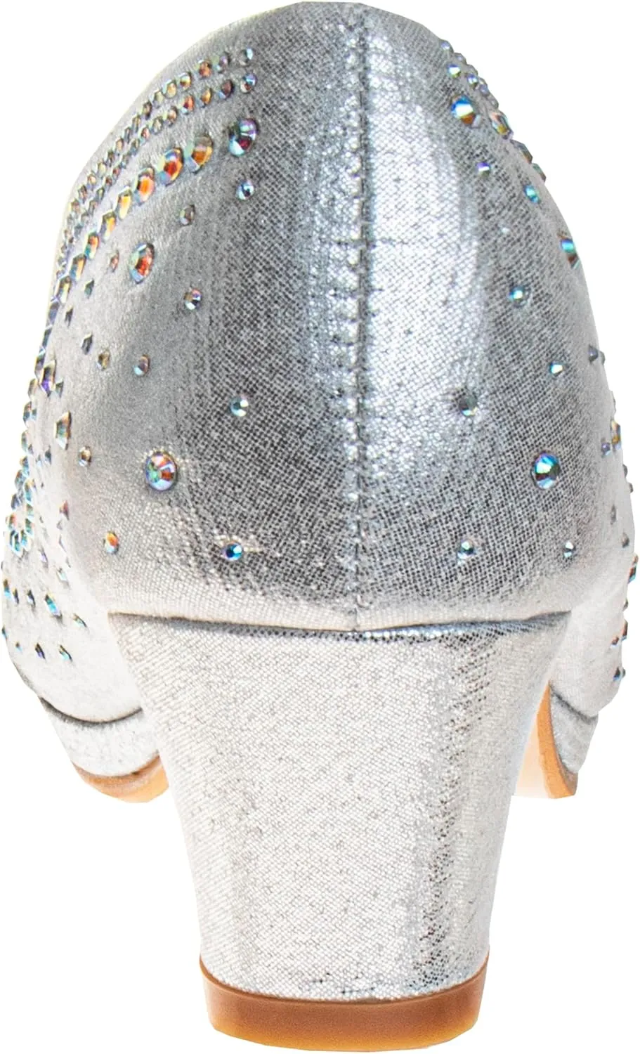 JOSMO Girls Dress Pump - Medium Heeled Bejeweled Dress Shoe - Silver (11-4 Little Kid-Big Kid)