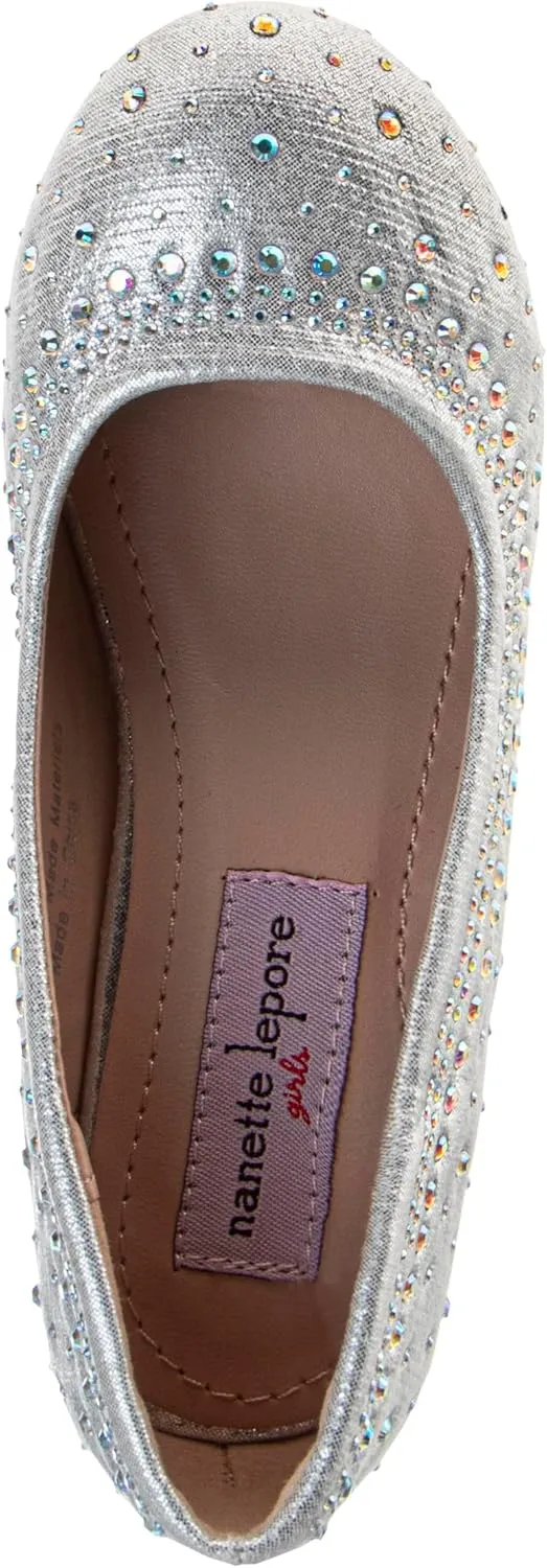 JOSMO Girls Dress Pump - Medium Heeled Bejeweled Dress Shoe - Silver (11-4 Little Kid-Big Kid)