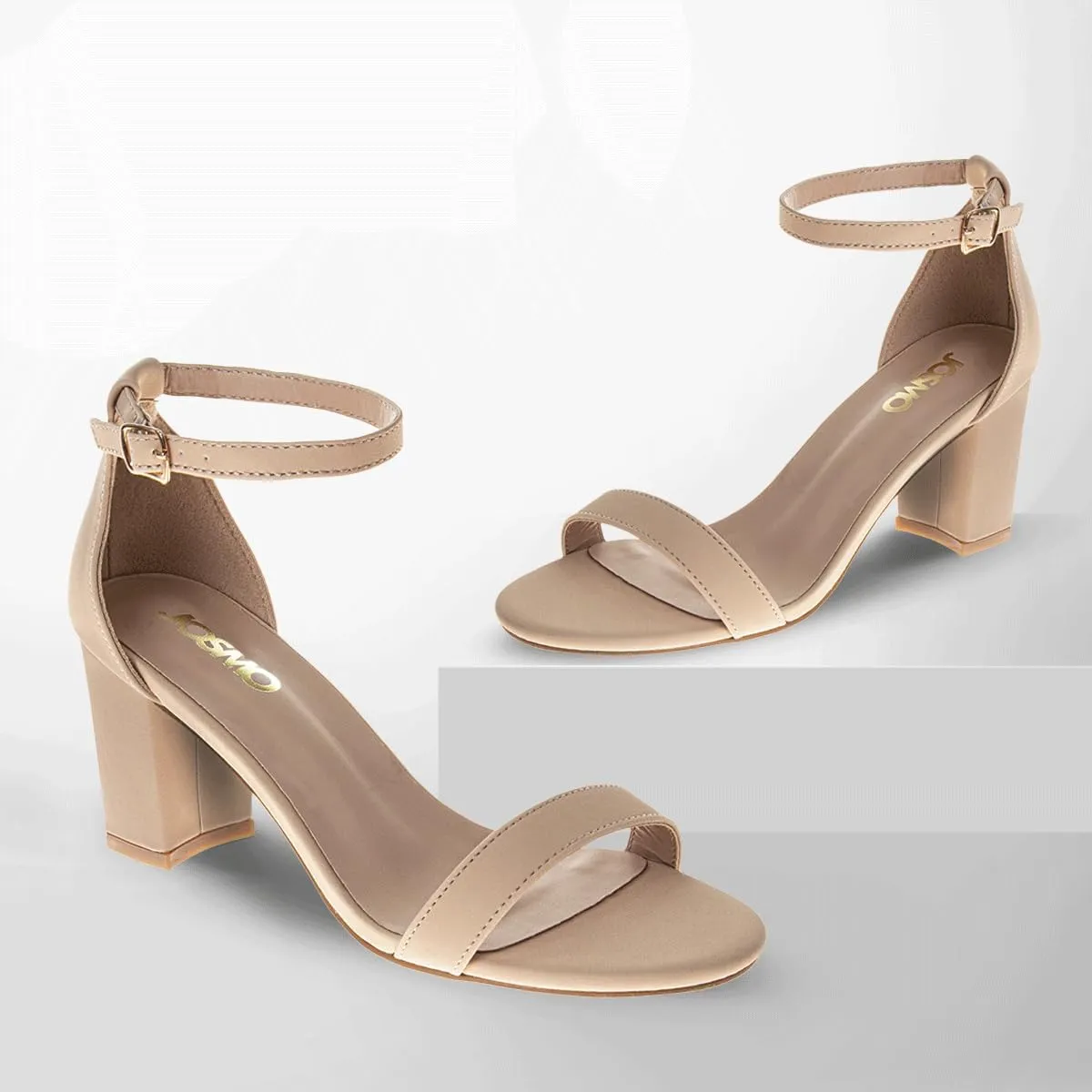 Josmo Women Dress Heel Pumps with Ankle Straps - Adult Fashion Dressy Open Toe Block Heel Shoes - Adult Sizes 6-10